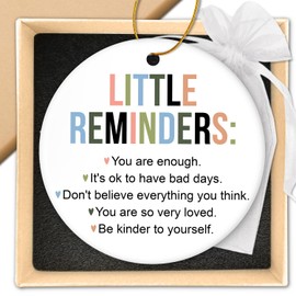 HEXMOZ Inspirational Motivational Gifts - Little Reminders You are Enough Ornament, Friendship Gifts for Women, Coworker, Best Friend, Bestie - Decorative Ceramic Ornament
