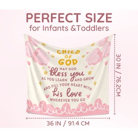 INNObeta Baptism Gifts for Girls - Baptismal Gifts, Christening Gifts for Baby Girls - Baby Dedication Gifts for Goddaughter from Godmother, Godfather, Godparent - Pink Flannel Blanket, 30"x 36"