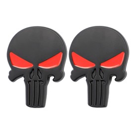 CARRUN 2x 3D Skeleton skull Emblem metal badge Car Badge Sticker (Black With Red Eye)