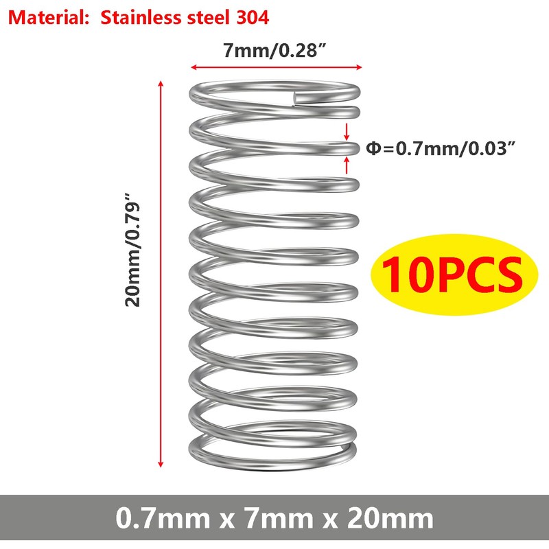 Ctyjia 10 PCS Compression Spring, 304 Stainless Steel Compressed Springs,