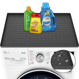 25.6''x23.6'' Silicone Washer and Dryer Covers for Top, Waterproof Washing Machine Top Protector Mat for Laundry Room, Kitchen, Dark Gray
