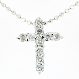 KASHIMA 900 Platinum 0.2ct Diamond Cross Pendant SV925 Necklace, platinum silver