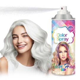 DAMUSI White Hair Color Spray temporary for Women and Kids,Quick-drying White Hair Dye that Washes out in 1 Wash for Christmas Party,Crazy Hair Day,120ML (White Hair Color)
