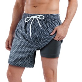 QRANSS Mens Compression Shorts Swimming Shorts for Men 7 inch Inseam Swim Trunks Men (X-Large)