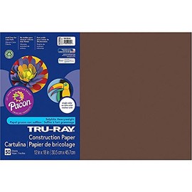Pacon Tru-Ray Construction Paper, 76 lbs., 12 x 18, Dark Brown, 50 Sheets/Pack (103056)