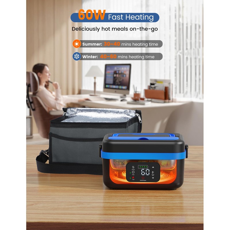 Luckit Cordless Electric Lunch Box for Adults, 16000mAh Battery-Powered Heated