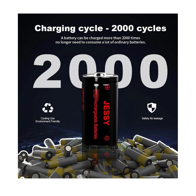 JESSY 16 Pack CR123A Lithium Batteries, 3.7V Rechargeable Batteries for