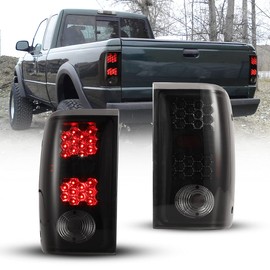 Nixon Offroad Tail Lights for Ford Ranger 2001 2002 2003 2004 2005 Tail Lamps LED Rear Lights Car Rear Lamps Assembly Replacement 1Pair (Matte Black Housing/Smoke Lens)