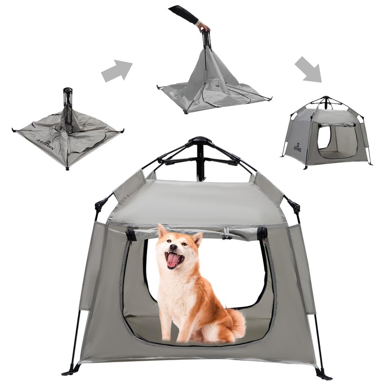 ASFANES Outdoor Pet Automatic Camping Tent, Pop up Cave Bed