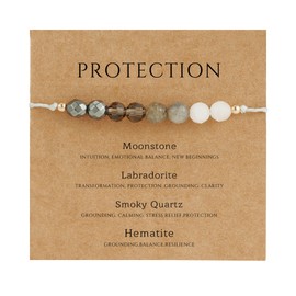 Fezodo Protection Bracelet Gifts for Women Men, Protection Crystals Natural Energy Healing Crystal Beaded Bracelets Christmas Valentines day Birthday Gift for Friends Women Men