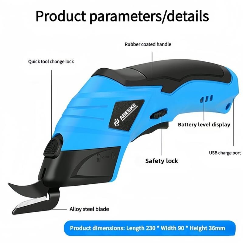 ADESKE Cordless Electric Scissors 3.7V USB Rechargeable Sewing, Scrapbook, Handmade