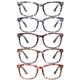 AIMISUV 5 Pack Reading Glasses Men Women, Blue Light Blocking Computer Readers UV Glare(MIX3, 1.0X)