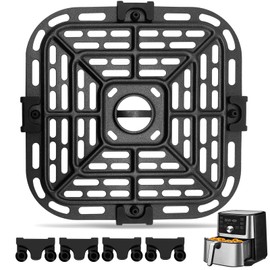 Air fryer Grill Pan for Instant Pot Vortex Plus 6 in 1 4 Quart Air Fryer Oven, 7.3''×7.3'' Square Food Grade Replacement Parts Air Fryer Grill Pan Grill Plate Crisper Plate Accessories Tray Rack