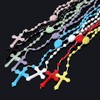 Ymhapp 1Pc White Plastic Rosary Beads Luminous Necklace Catholicism Prayer