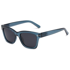 KOOSUFA Classic Reading Sunglasses Sun Readers for Men Women Stylish Spring Hinge Outdoor UV Protection UV Resistant Transparent dark blue 3.0