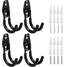 CODIRATO 4 PCS Garage Storage Hooks Heavy Duty Garage Hooks Garage Storage Double Hooks with Anti-Slip Coating Storage Utility Hooks with Screws Storage Utility Hooks for Power Tools,Ladder Hooks