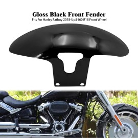 HDBUBALUS Gloss Black Metal Short Front Fender For Harley 160/ R18 M8 Fat Boy FLFB 18-2024