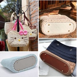 Bag Base for Crocheting, Pack of 4 22 x 10 cm Bag Base for Crocheting, Bag Base PU Leather Knitting Bag Bottom, for Knitting Bag, Shoulder Bag, Tote, Handmade DIY Bag