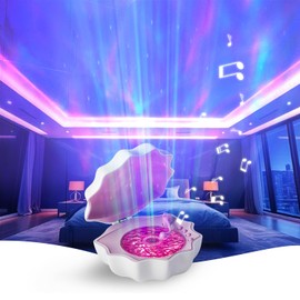 Northern Lights Projector, Night light projector for bedroom Built-in Bluetooth Speaker, White Noise, Shell Night Light for Room Decor/Gift for Kids/Party/Music/Relaxation/Birthday (Purple)