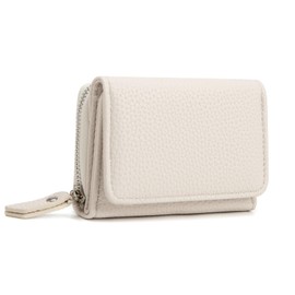 CHAOFANXI Women's Small Bifold Leather Purse for Women, Small and Short Format Purse Small Wallet with Multiple Compartments, White, Modern