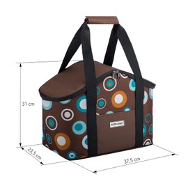 anndora Cool Bag with Carry Handle 20 Litres – TW-18147-169 Retro Brown with Circles – Includes 3 anndora Ice Packs Dark Blue