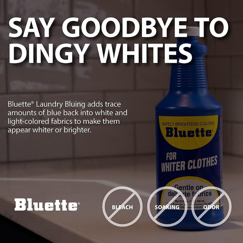 Bluette Concentrated Liquid Laundry Bluing 32oz – Restores Whiteness &