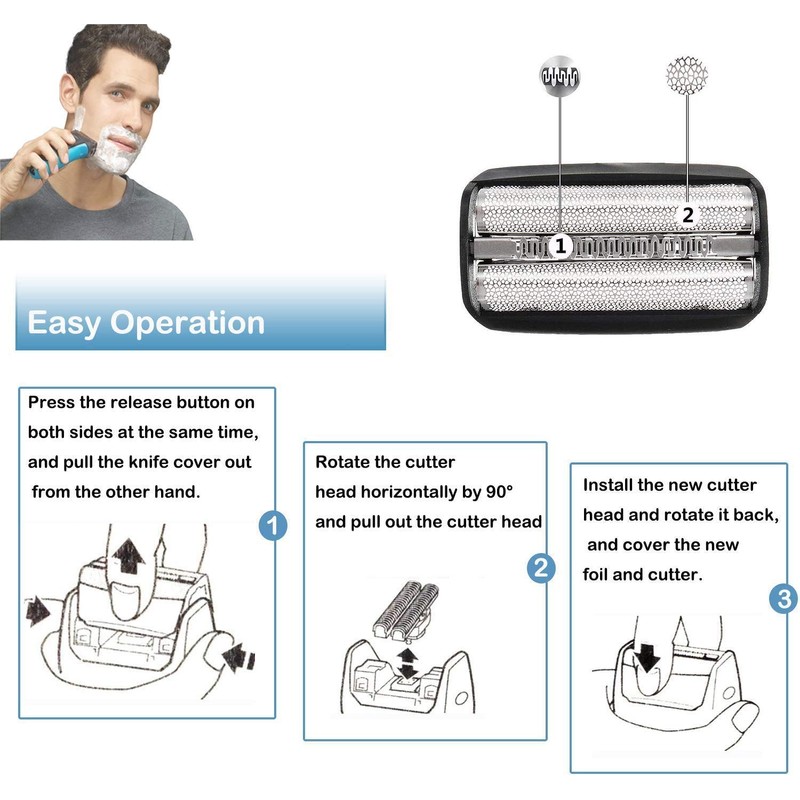30B Replacement Foil and Cutter Head Compatible with Braun Series