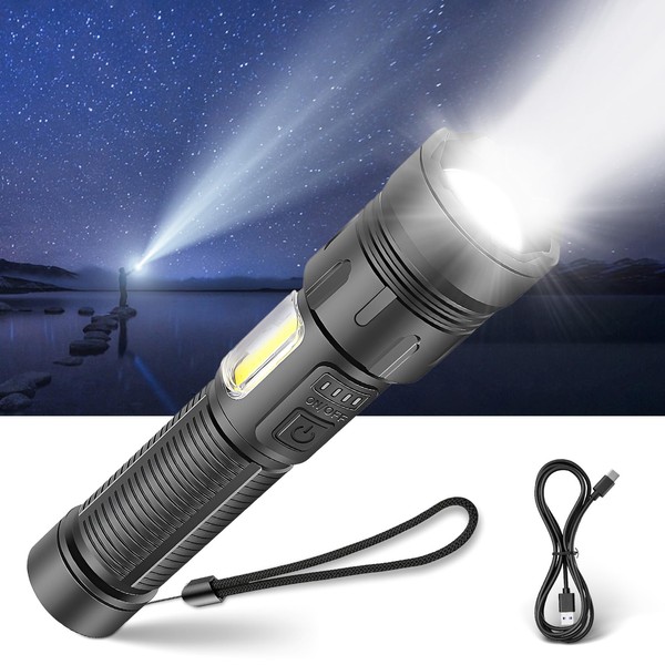 Flashlight, LED Light, Powerful, Disaster Prevention, Strongest, Military Use, Type-C