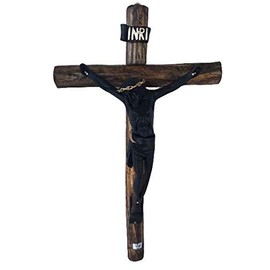 20" Handcrafted Wooden Wall Jesus Crucifix, Crucifijo de Madera Cristo Negro Hecho en Mexico #19034