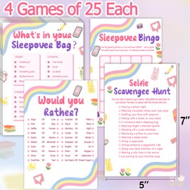 Mecholey Sleepover Party Supplies 8-12, Sleepover Games for Girls 10-12,4 Funny Girls Night Games for Pajama Party Decorations, Slumber Supplies