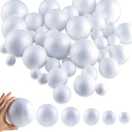 72 Pieces Polystyrene Balls, 6 Sizes White Craft Foam Ball for DIY Arts and Crafts, Modeling, Household School Projects, Holiday Party Wedding Decorations (72Pieces-6 Sizes)