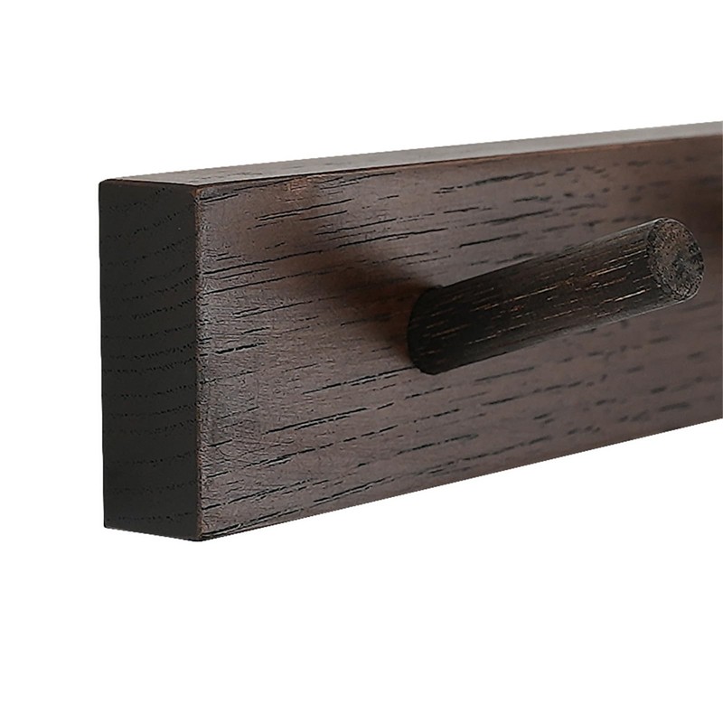 CONSDAN Hickory Coat Rack with 6 Hooks, Wooden Wall Mount