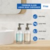UHEY HOME Glass Liquid Soap Dispenser Bathroom, 2PCS 11oz Kitchen