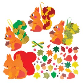 Baker Ross FX577 Leafy Squirrel Mix and Match Decoration Kits - Pack of 5, Autumn Decoration Crafts for Kids