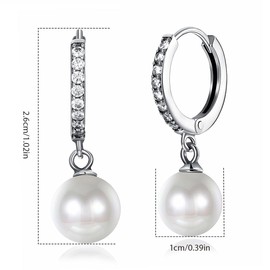 Pearl Earrings Women, Pearl Earrings Dangling, Pearl Earrings Hanging, Women's Hoop Earrings, Jewellery Gifts for Women Girls