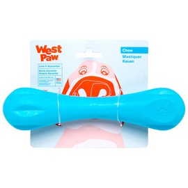 West Paw Zogoflex Hurley Dog Bone Chew Toy – Floatable Pet Toys for Aggressive Chewers, Catch, Fetch – Bright-Colored Bones for Dogs – Recyclable, Dishwasher-Safe, Non-Toxic, Large, Aqua