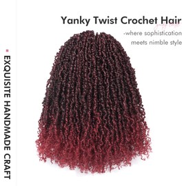 Toyotress Yanky Twist Crochet Hair - 10 Inch 8 Packs (30 Strands/Pcs) Fluffy Spring Mini Twist Passion Twist, Ombre Burgundy Pre-Looped Crochet Braids Braiding Hair (10 Inch, T118-8P)