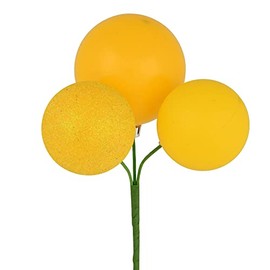 Vickerman 18" Yellow Ball Ornament Christmas Pick. There are 4 Picks per Pack.