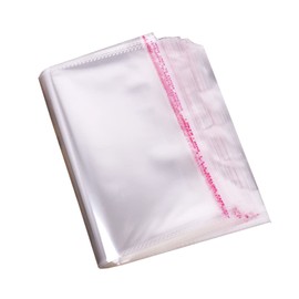 P.CREST OPP Bags Transparent with Tape, 100 Sheets, 30 Micron Thick, Clear, Packaging, Wrapping, 6.3 x 9.1 inches (16 x 23 cm)