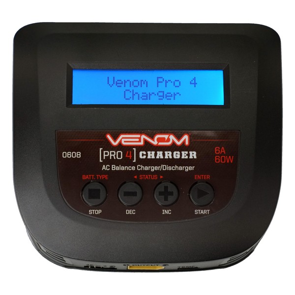 Venom Power Pro 4 Charger - AC Balance Charger/Discharger - 60W Power Supply, On-Board Balance Block - Fast Charge LiPo, LiHV, NiMH, LiFe, Li-Ion, 6 to 8 Cell NiMh, NiCd, 6V to 12V Lead Acid Batteries