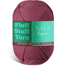 Soft Yarn for Crocheting – Crochet & Knitting Yarn, Beginner Yarn with Easy-to-See Stitches, 250 Yds Amigurumi Yarn, Cotton-Nylon Blend Tshirt Yarn for Crocheting, Worsted Weight Yarn 4, Berry Yarn