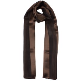 Mytoptrendz® Ladies Chiffon Scarf with Shiny Satin Stripe Soft Thin Neck Wraps for Women All Season (Dark Brown)