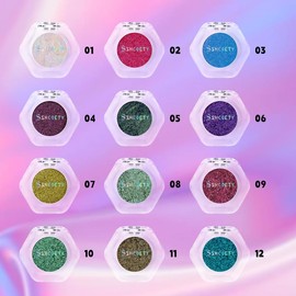 Shcoety 12pcs Infinite Glow optical chameleon eye shadow powder metallic light-sensitive high-gloss glitter sequins - Color: 04#