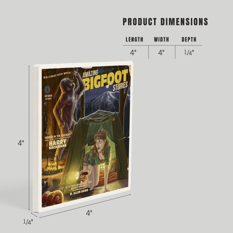 Lantern Press Amazing Bigfoot Stories (Absorbent Ceramic Coaster, Single, Cork