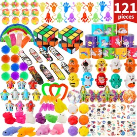 Party Bag Fillers for Kids 121PCS Party Bag Fillers Unisex Party Favours Kids for Boys Girls Birthday Party Bags for Kids Party Gift Toddler Small Toys Classroom Rewards,Pinata Stocking Fillers
