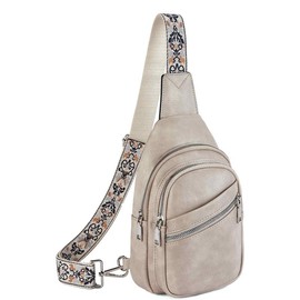 Telena Sling Bag for Women Crossbody Bags Purse for Women Vegan Leather Fanny Pack with Adjustable Strap Gift for Christmas - Color: Grey