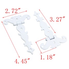 MY MIRONEY 4.45" x 2.72" Tee Hinge Zinc Alloy White Decorative T-Strap Hinges Door Hinges with Screws Pack of 4