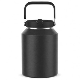Termo de Acero Inoxidable al Vacío 64 oz con Asa y Popote, Negro
