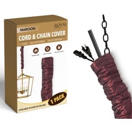 Royal Designs, Inc. CC-7-MA Maroon Cord & Chain Cover- 4 feet- Silk-type Fabric Touch Fastener - Use for Chandelier Lighting Wires