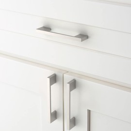 9BUILD EU0035 Pack of 10 Cabinet Handles, Brushed Nickel, Hole Spacing 96 mm, Handles for Kitchen Cabinets, Furniture Handles, Kitchen Cupboard, Cabinet Door Handles